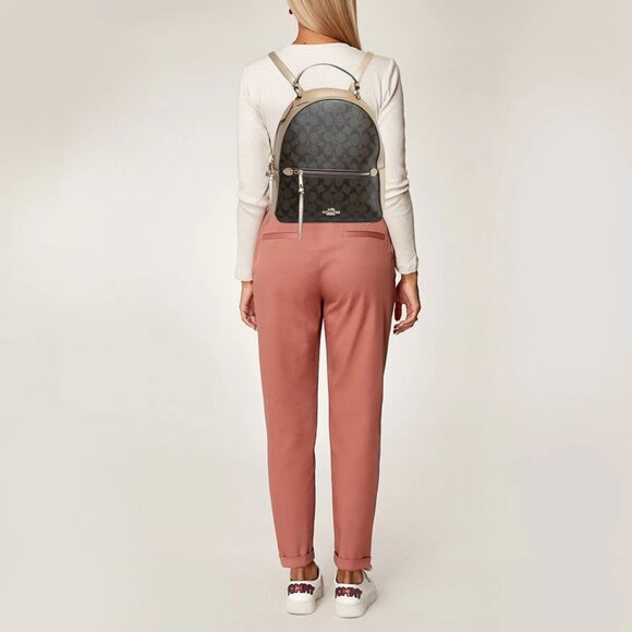 Coach Gold/Brown Signature Coated Canvas and Leather Jordyn Backpack 247-050225 - Picture 9 of 9